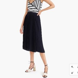J.Crew Midi Navy Pleated Skirt Size 16 Tall NWT.